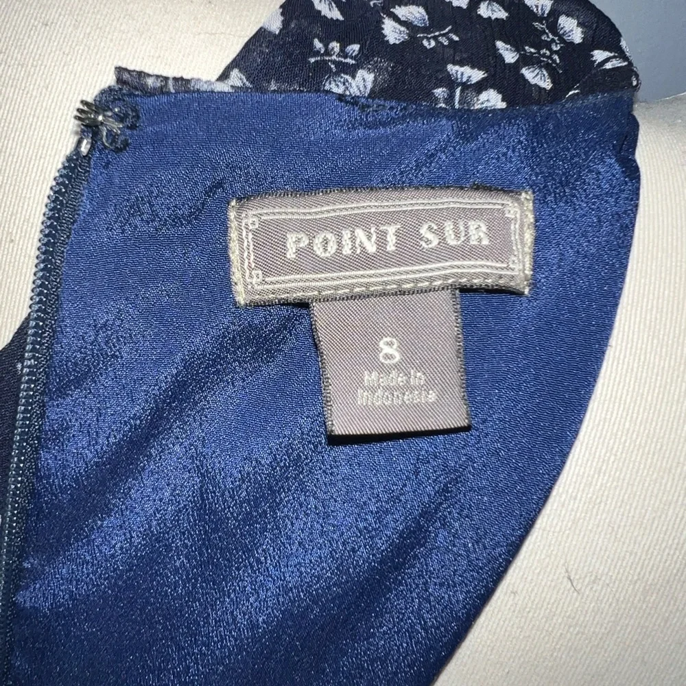 J. Crew Point Sur Navy Floral Sparkle Jumpsuit Size 8 - Picture 4 of 9